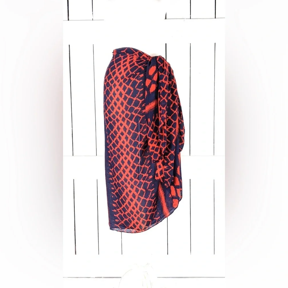 Stella & Dot Navy and Red Boho Large Scarf Shawl Coverup Dress